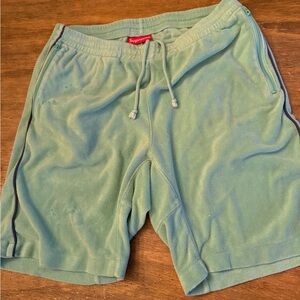 Supreme Green Terry Large Men's Shorts Distressed Junk